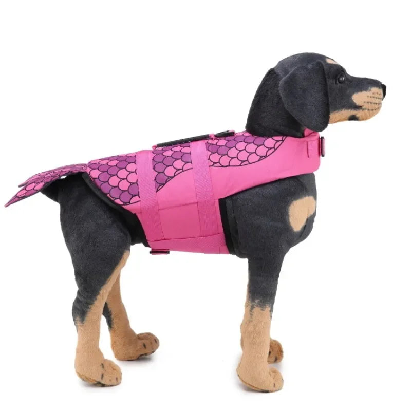 Pet Dog Life Jacket Vest Clothes Life Vest Collar Harness Pet Swimming Summer Swimwear Scales Shark Floating clothes swimsuit