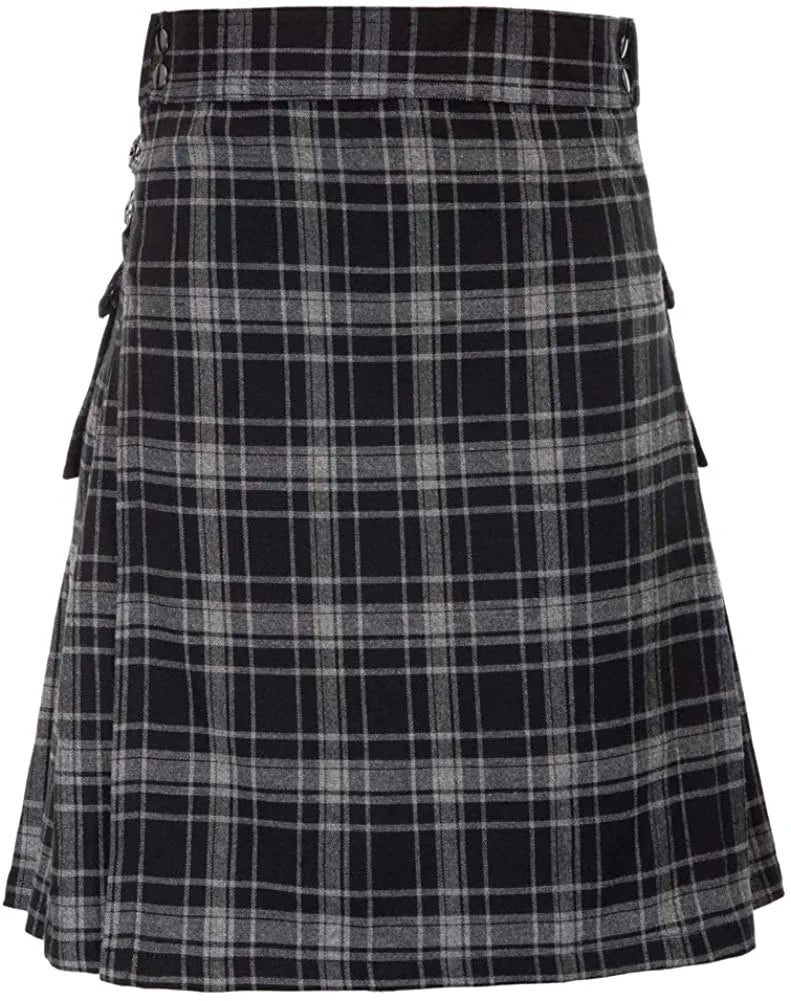 Men's Scottish Festive Skirt Men's Check Contrast Pleated Skirt