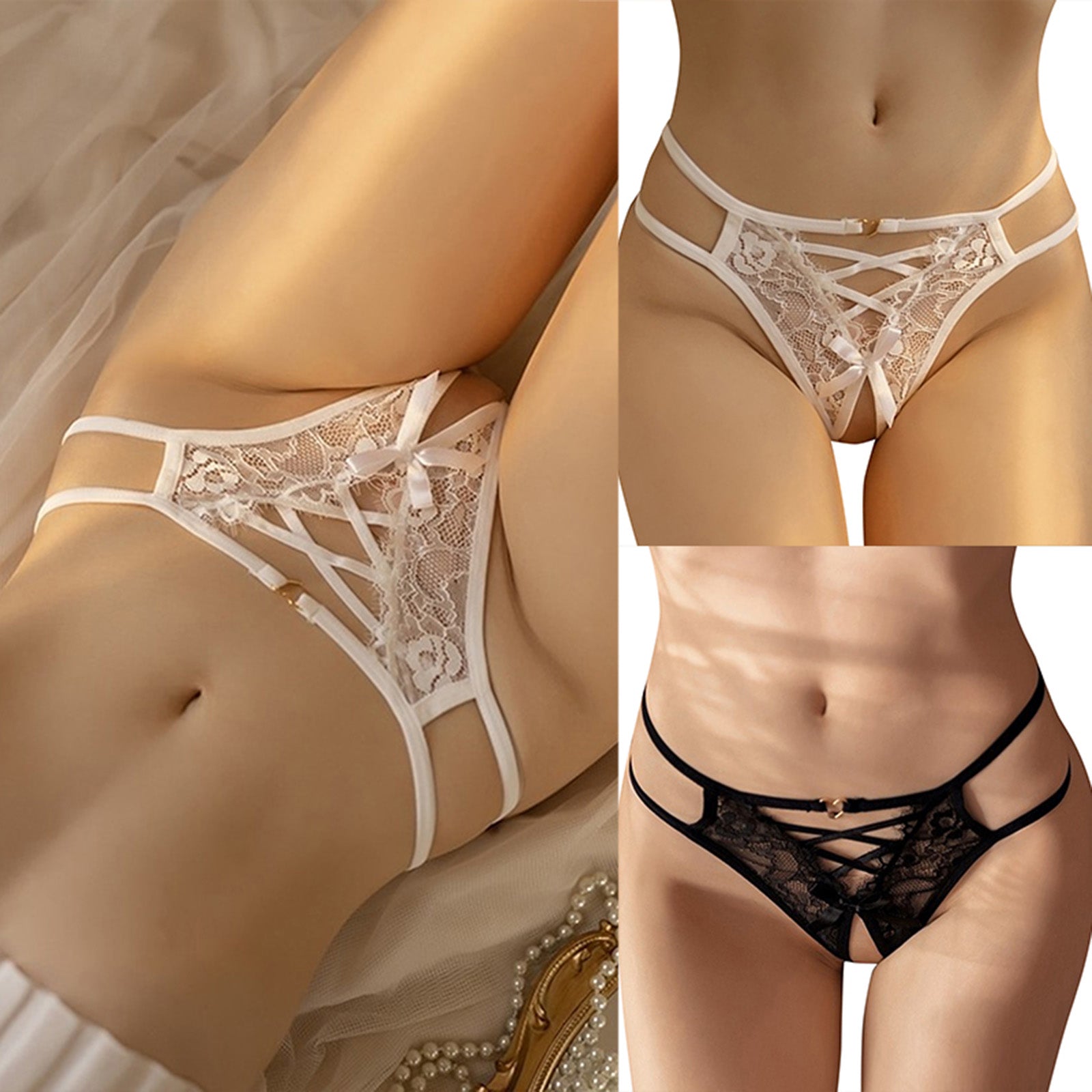 Low Waist Crotchless Panties For Women No Show Bikini Thongs Cotton Solid Color Erotic Lingerie Soft Thin Modis Underwear трусы