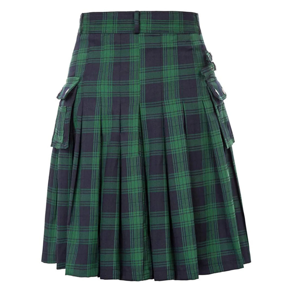 Mens Scottish Plaid Skirts Traditional Highland Tartan Practical Kilt Vintage Pleated Skirt Cosplay Carnival Fancy Party Dress