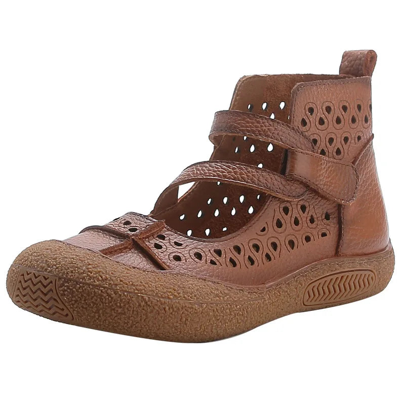 GKTINOO 2026 Summer Retro Handmade Women's Shoes Genuine Leather Soft Bottom Mom Sandals Cowhide Hollow Out Casual Sandal Boots