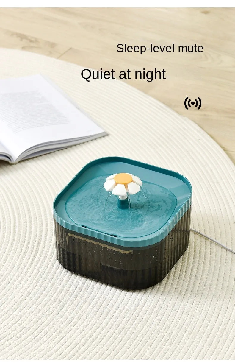 1.5L Cat Water Automatic Quiet Water Wired loop Dispenser Flower USB charge Cat Dogs Pet drinking water with Replacement Filters