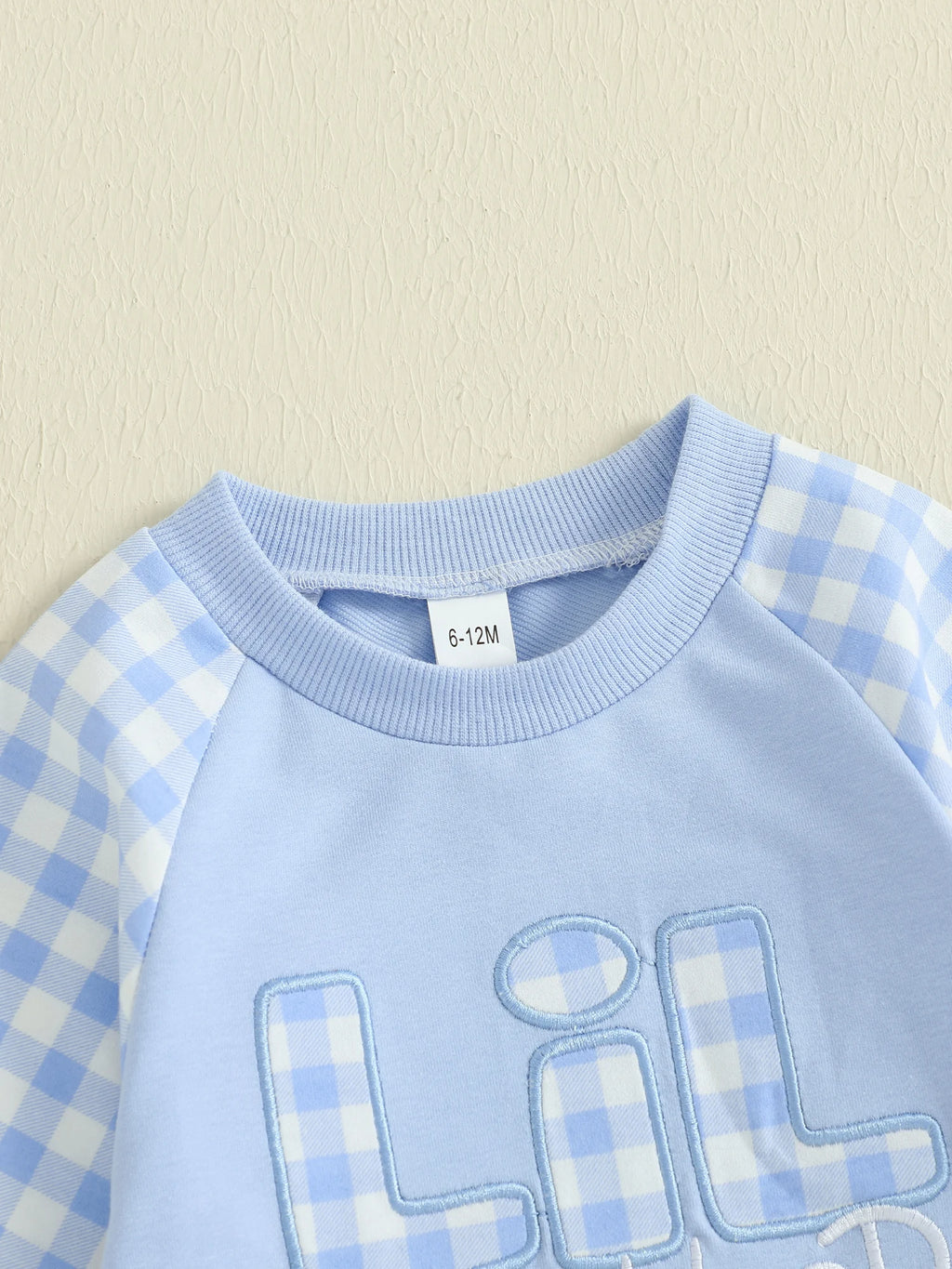 Baby Boy Fall Romper Plaid Print Letter Embroidery Long Sleeve Round Neck Full Length Jumpsuit