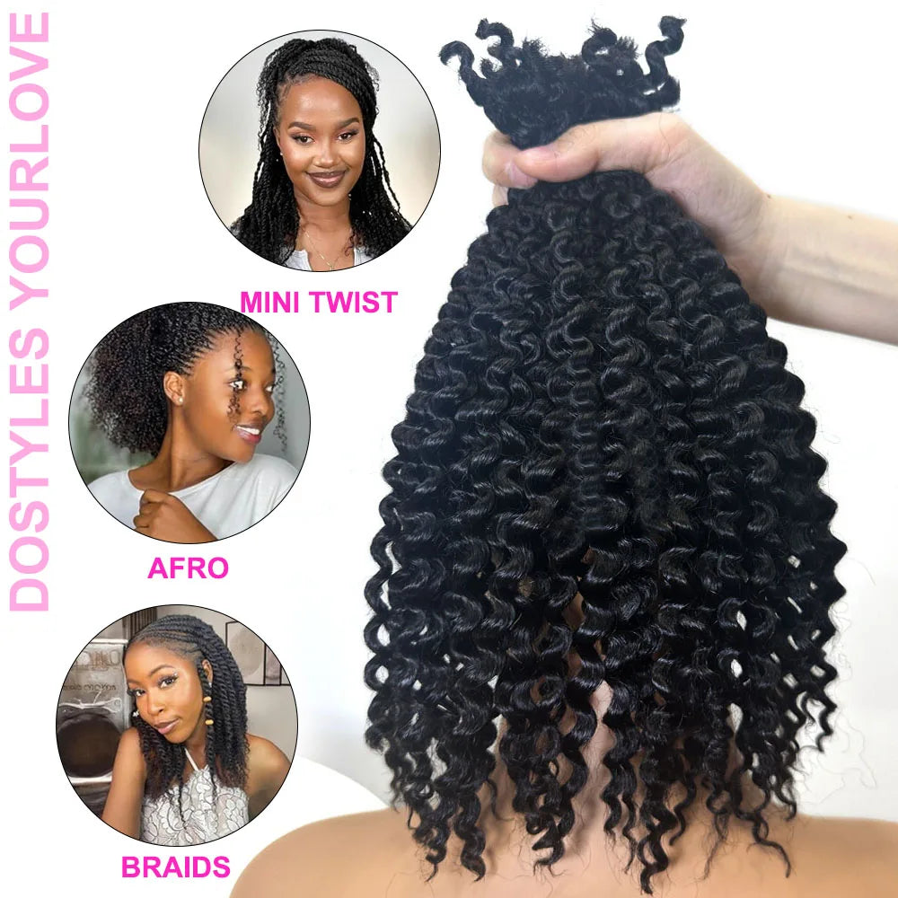4B Afro Kinky Curly Virgin Human Hair 16 Inch Brazilian Human Hair Extensions Weave Bundles No Weft Weaving for African Women