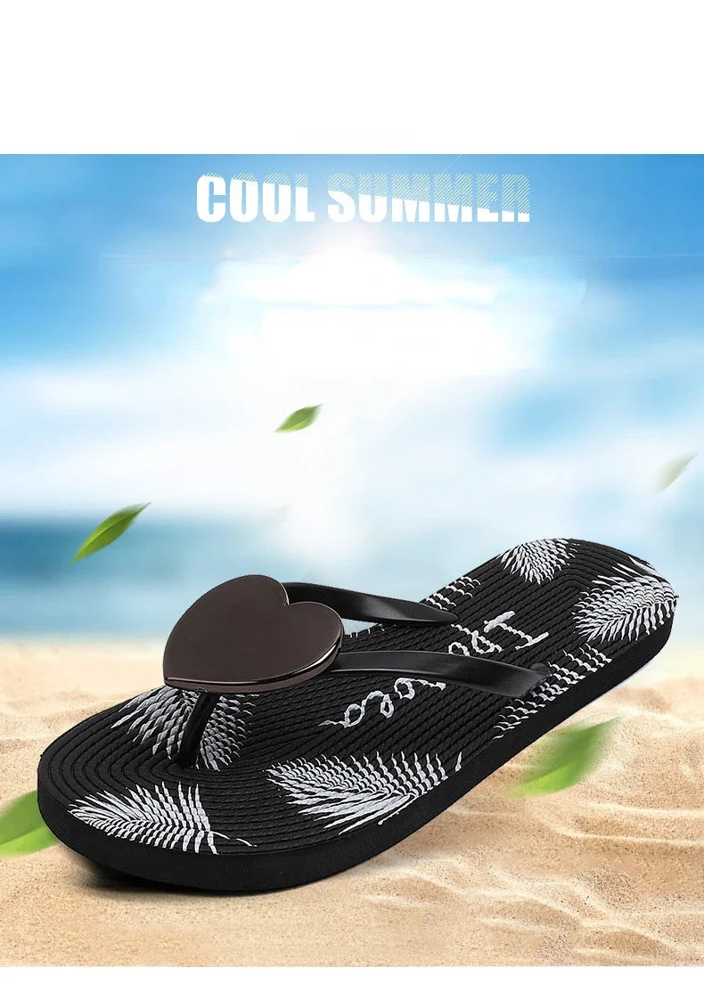 Home Slipper Women Heart Love Cloud Sandals Summer Flip Flops Beach Slides Casual House Shoes Platform Bathroom Flat Female