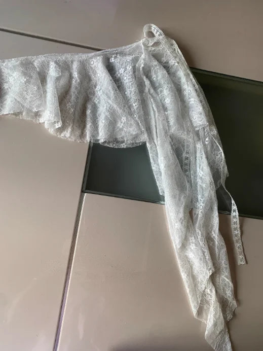Jeans Pants Decor Embroidered Flower Lace Mini Skirt Irregular See Through Ruched Skirts High Waist Harajuku Pleated Skirts