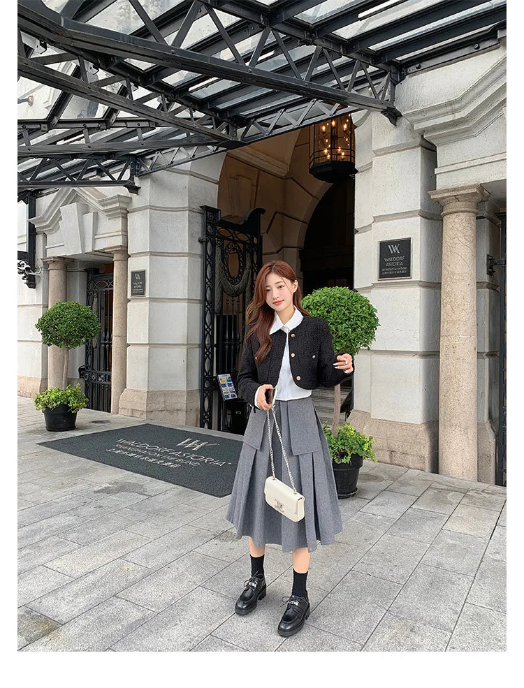 Office Career Women Pumps PU Spring New British Retro Metal Buckle Thick Bottom JK Flat Bottom Small Leather ShoesWoman Shoe