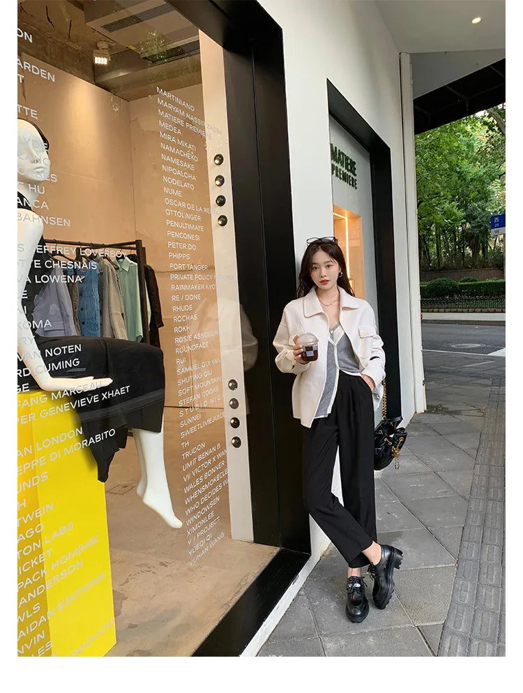 Office Career Women Pumps PU Spring New British Retro Metal Buckle Thick Bottom JK Flat Bottom Small Leather ShoesWoman Shoe