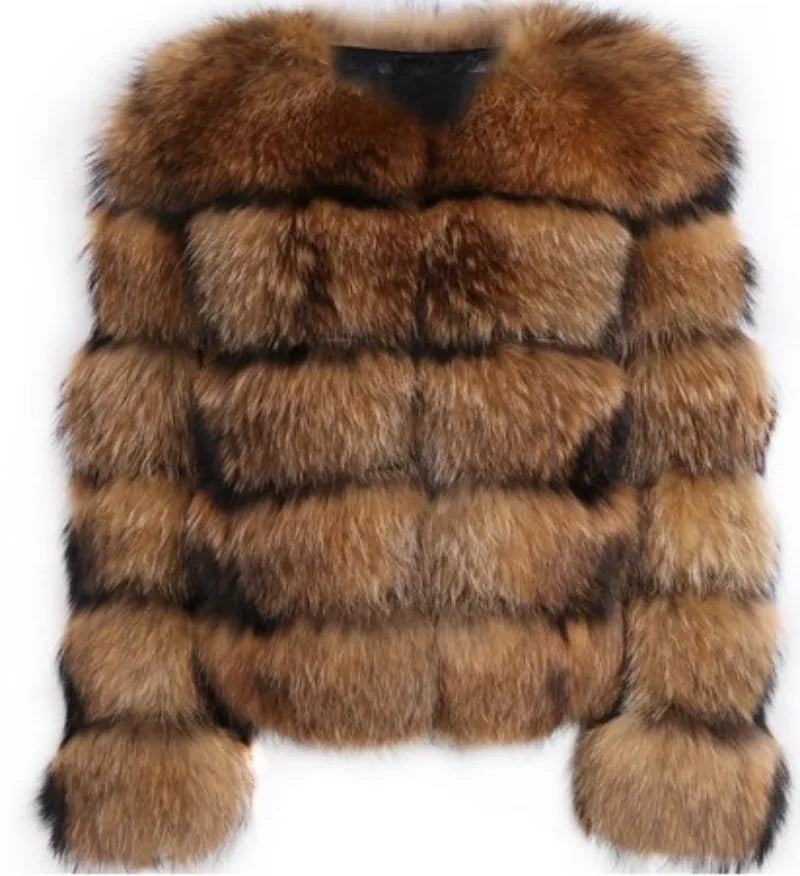 Women Fake Raccoon Fur Coat Ladies Winter Thick Warm Furry Faux Fur Fox Jackets Coats Patchwork Outerwear casaco feminina frio