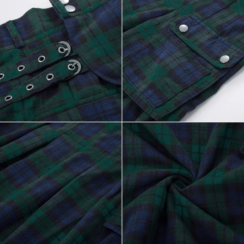 Men's Scottish Festive Skirt Men's Check Contrast Pleated Skirt