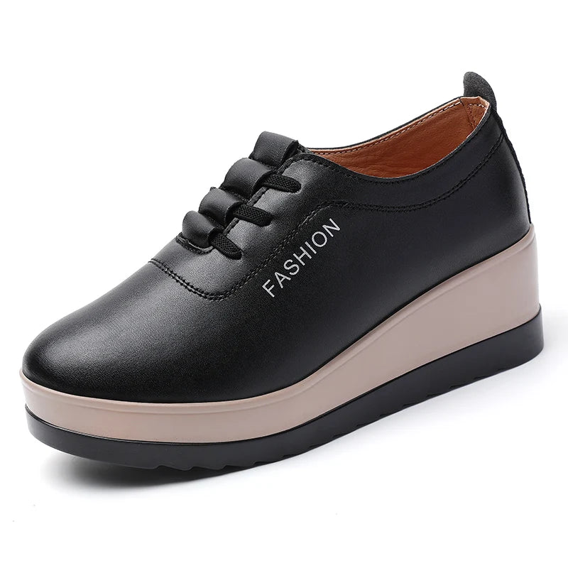 New women's 43 casual shoes, 100% genuine leather breathable and fashionable leather shoes for walking
