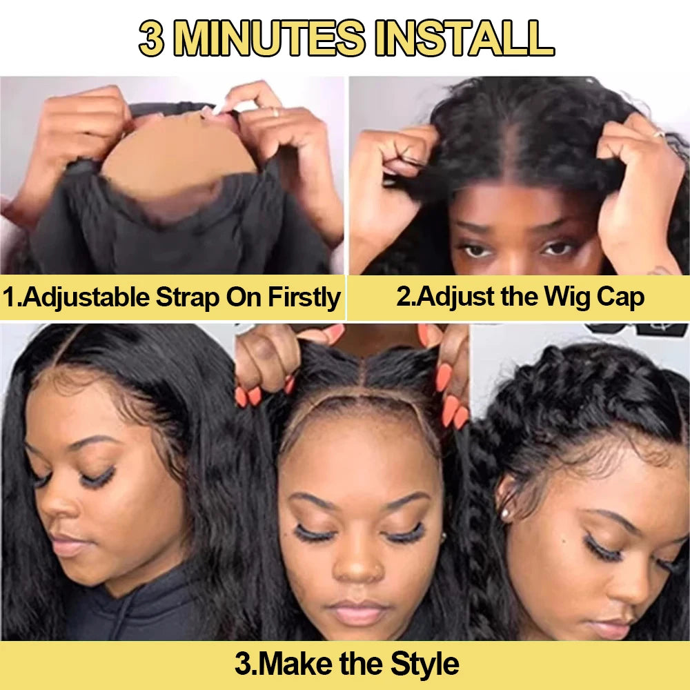 40 Inch Deep Wave 13x6 Hd Lace Frontal Human Hair Wigs 250 Density Brazilian Curly Water Pre Cut Lace Glueless Wig Ready To Wear
