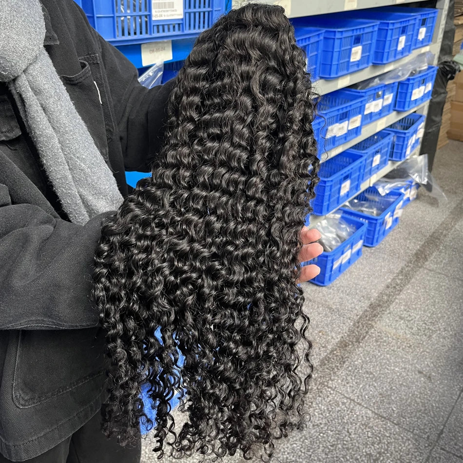 Curly Wigs 360 Full Lace Wig Deep Wave Water Wave Human Hair 1b Black Wig Invisi Strap Hd Lace Wigs 250 Density Bleached Knoted