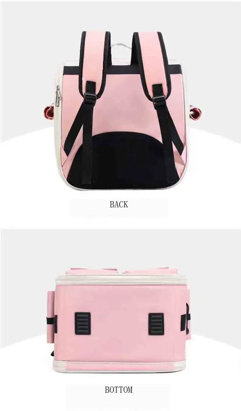 Ventilation Large Capacity Cat Carrier Backpack Adjustable Strap Pet Carrying Bag Foldable Cat Backpack for Outdoor Travel