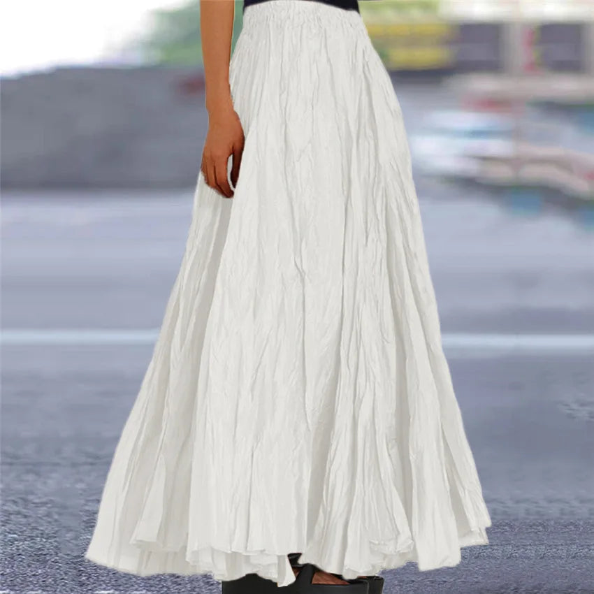 Fashionable Pleated A-line Skirt Spring Summer New Women's Solid Color Half Length Skirt With Elegant Pleats Floor Length Skirt