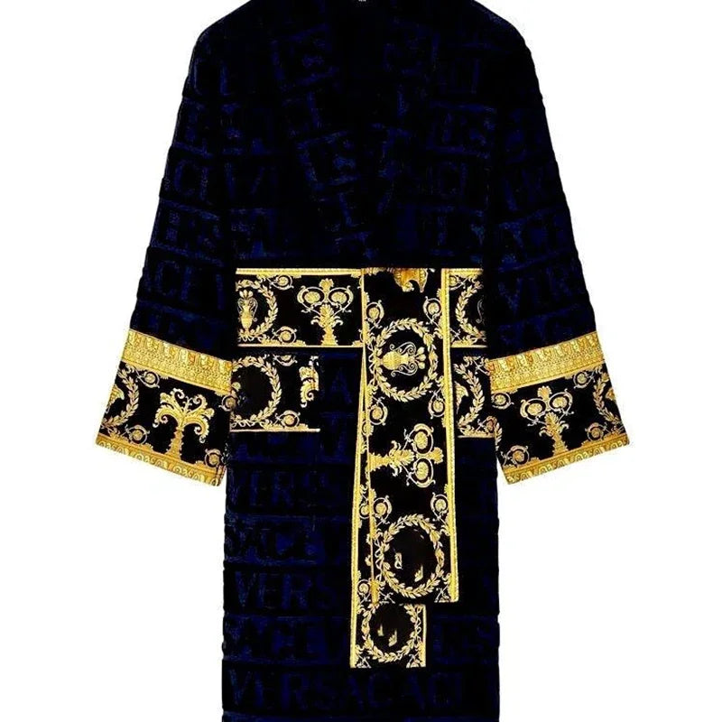 Fashion Autumn Winter Couple Robes - Long Sleeve Adult Bathrobe with Sashes Pockets, Men Women Homewear Pajamas