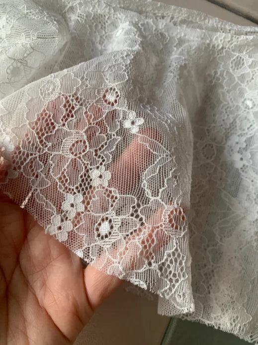 Jeans Pants Decor Embroidered Flower Lace Mini Skirt Irregular See Through Ruched Skirts High Waist Harajuku Pleated Skirts