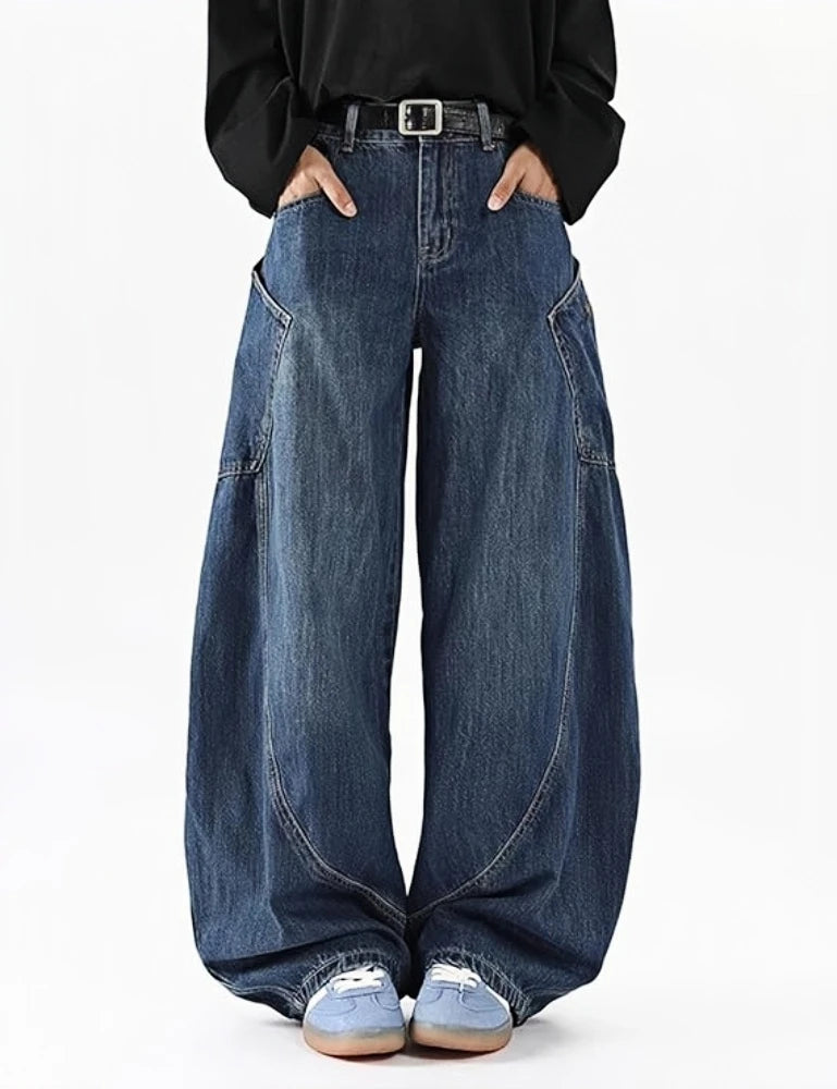 Men's Baggy Barrel Wide Leg Jeans for Men Women Loose Fit Streetwear Y2k Hip Hop Denim Pants