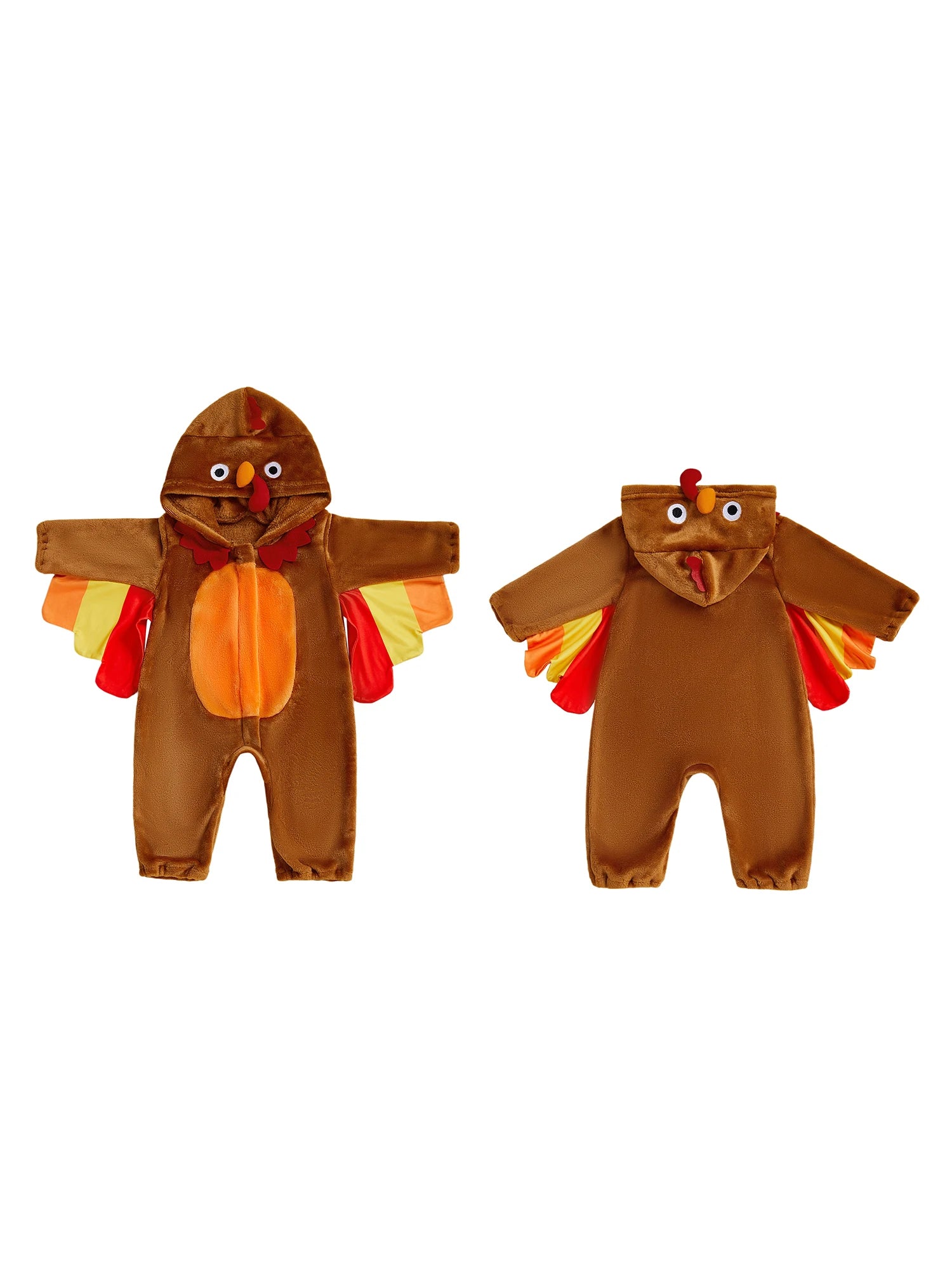Adorable Infant Turkey Outfit with Soft Hooded  for Baby Boys and Girls - Cute Thanksgiving Costume for Toddlers