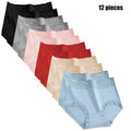 12PCS High quality Cotton Panties Women's Underwear High waist  Lace Resilient Soft  Briefs Abdomen In Slimming lingerie