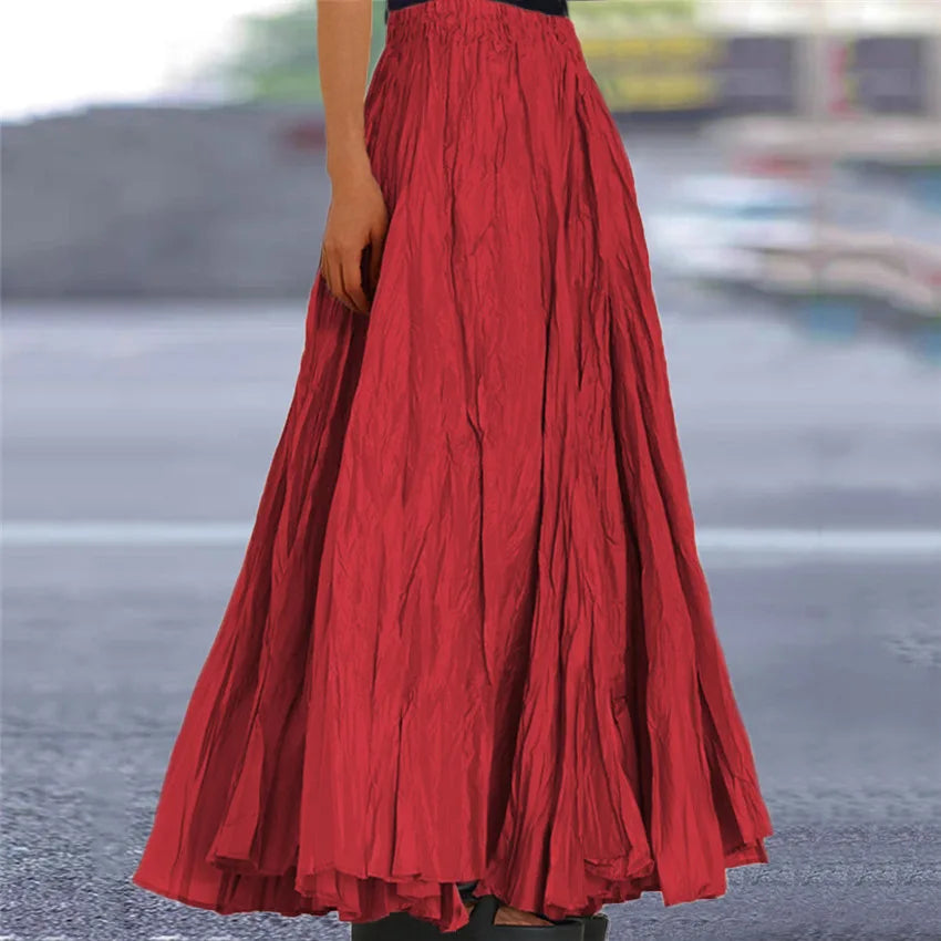 Fashionable Pleated A-line Skirt Spring Summer New Women's Solid Color Half Length Skirt With Elegant Pleats Floor Length Skirt