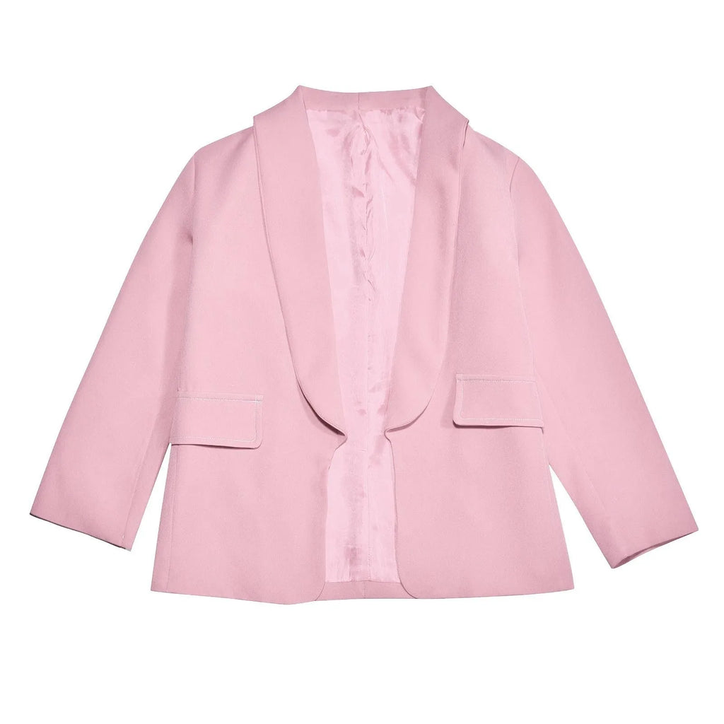Youth Winter Coat Girls Long Sleeve Shawl Formal Suit Jacket Open Front Inner Pocket For Kids Girls Dress Up Coat Ropa De NiñA