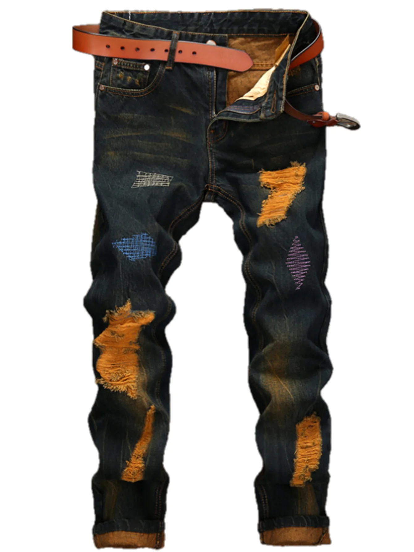 American retro personality makes old men's straight jeans