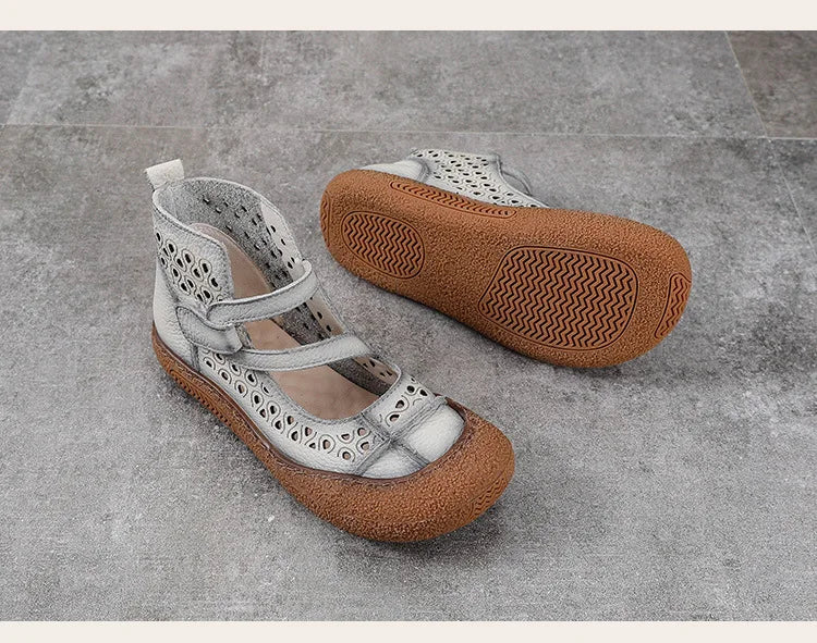 GKTINOO 2026 Summer Retro Handmade Women's Shoes Genuine Leather Soft Bottom Mom Sandals Cowhide Hollow Out Casual Sandal Boots
