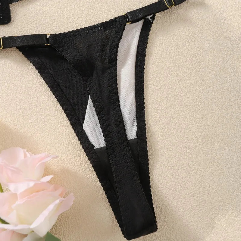 Toucheart Erotic Feather Lingerie Contrast Color Half Cup Bra Lace Up Chain Attractive Chest Bilizna Set Seductive Underwear New