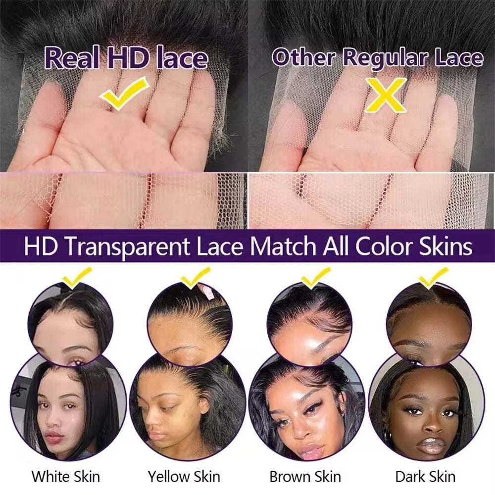 Bone Straight 13x4 13x6 HD Lace Frontal Brazilian Wig 5x5 Closure Glueless 360 Full Lace Front Human Hair Wigs For Black Women
