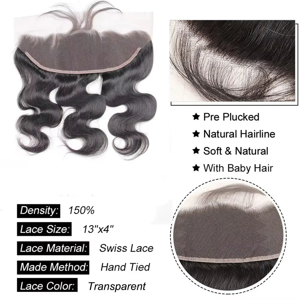Peruvian Human Hair Bundles With Closure Body Wave Raw 3 4 Bundles With 4x4 5x5 HD Lace Closure Virgin Weave With 13x4 Frontal