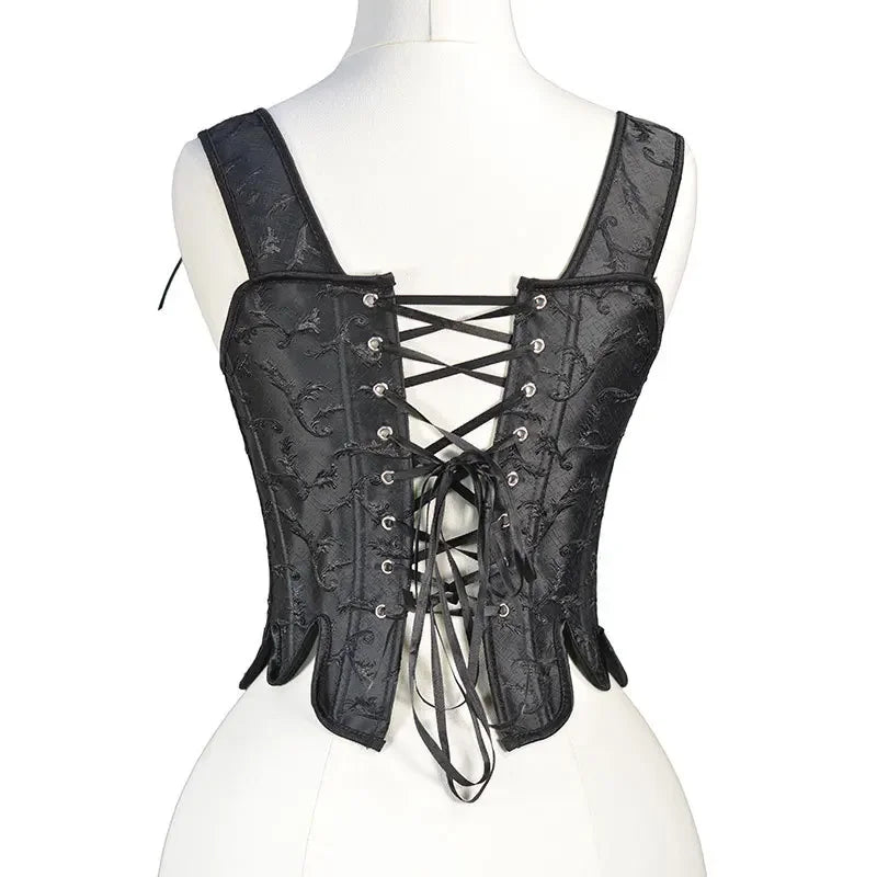 Fashion White Embossed Vintgae Petal Bodices Women Overbust Slimm Corsets Lace Up Boned Shaping Tops Korset