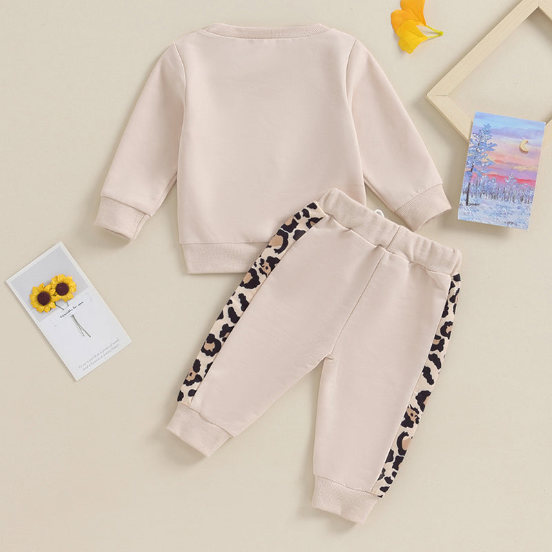 2023-09-15 Lioraitiin 0-3Y Newborn Baby Girls Clothing Set Letter & Leopard Print Long Sleeve Pullover Strap Pants 2 Pcs Outfit