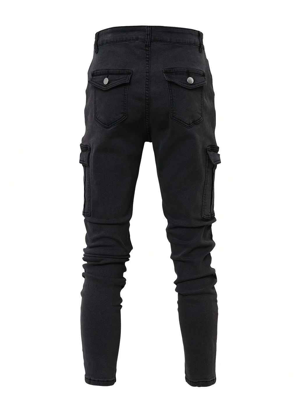 Men's workwear multi pocket jeans, casual street style straight leg denim pants