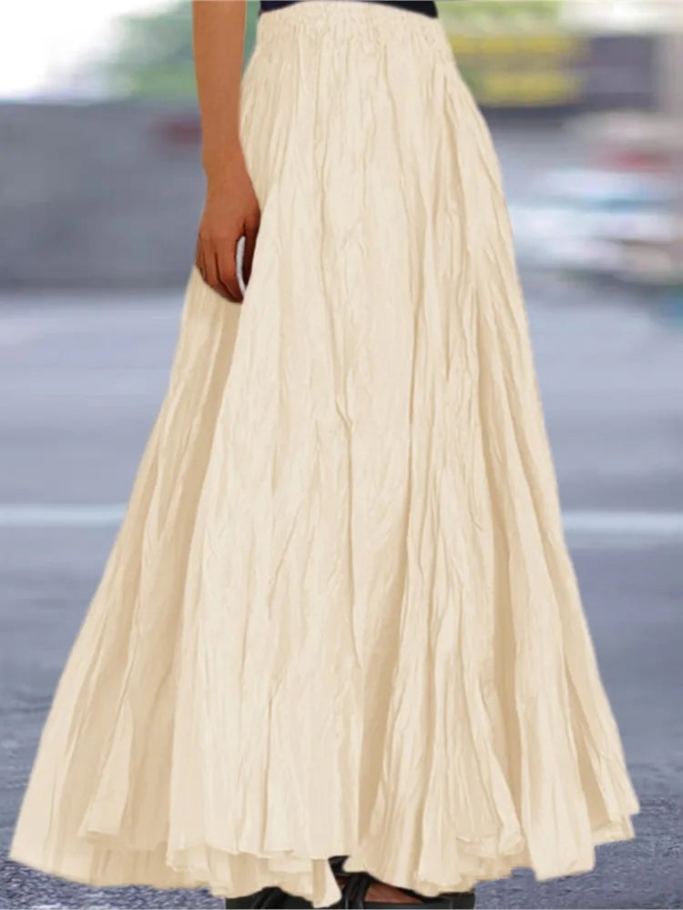 Fashionable Pleated A-line Skirt Spring Summer New Women's Solid Color Half Length Skirt With Elegant Pleats Floor Length Skirt