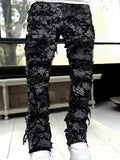 New Mens Denim Straight Leg PantsStreet Fashion InsElastic Waist Stretch Jeans Casual Trousers
