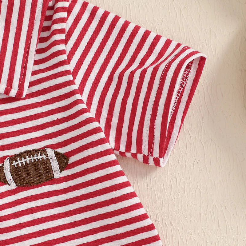 2025-01-16 Lioraitiin Toddler Baby Boy Summer Clothes Short Sleeve Football Embroidery T-Shirt + Shorts Set 2Pcs Outfits