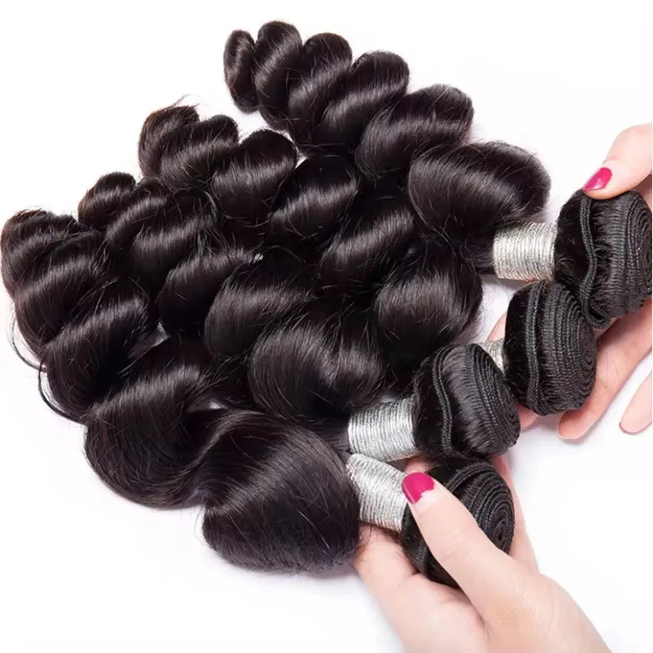 Wiglovie Loose Wave Human Hair Bundle 3 Bundle Deals 15A Peruvian Raw Curly 3/4 Pcs Double Weft Bundles Extensions For Women