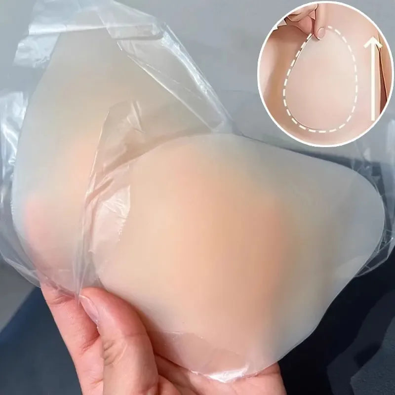 2pcsNo Glue Sticky Nipple Cover Plunge Droplet Invisible Bra Ultra Thin Seamless Silicone Nubra StickersLiftingBreastPadsPasties