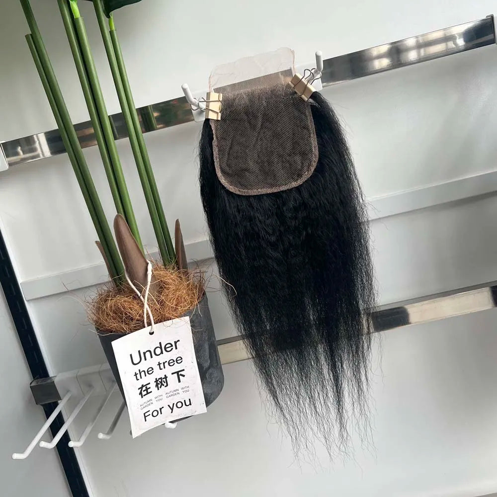 Clearance Sale Kinky Straight Bundles With HD Transparent Lace Closure Frontal And Bundles 100% Raw Virgin Human Hair Extension