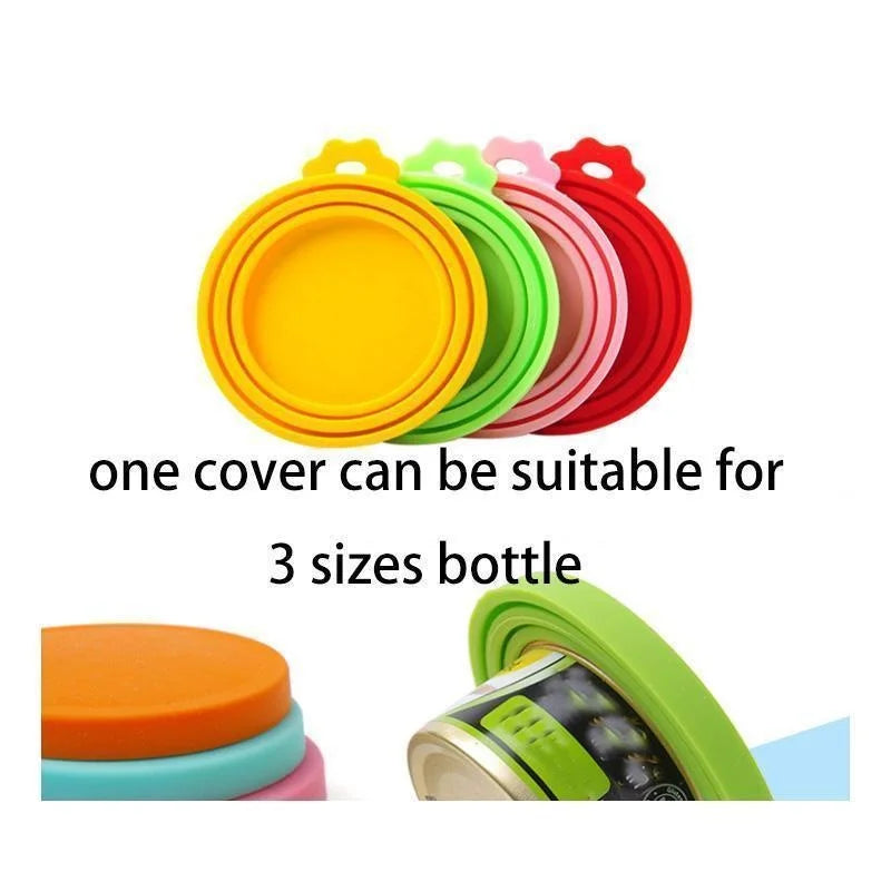Reusable 3 In 1 Pet Food Can Silicone Cover Dogs Cats Storage Tin Cap Lid Seal Cover Pet Supplies For 8.5cm/7.5cm/6.5cm