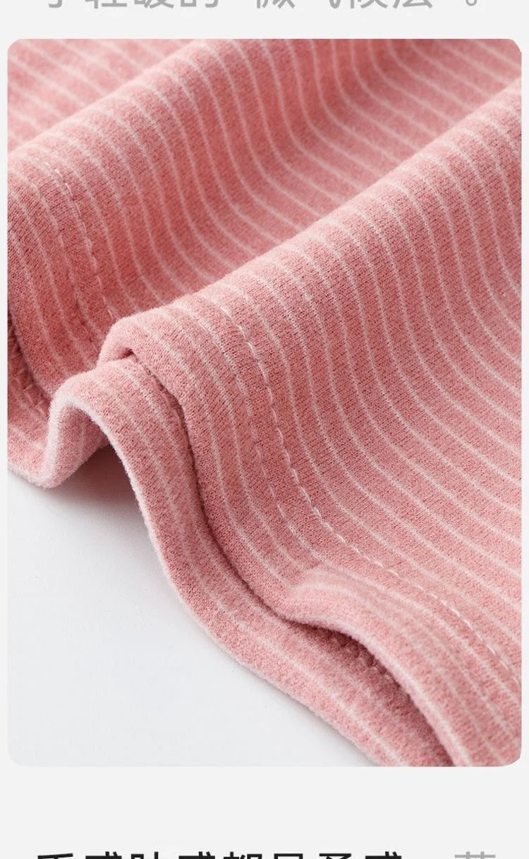 New Autumn/Winter Cashmere and Silk Round-Neck Thermal Set Striped Thermal Underwear for Men and Women Base Layer Undergarments