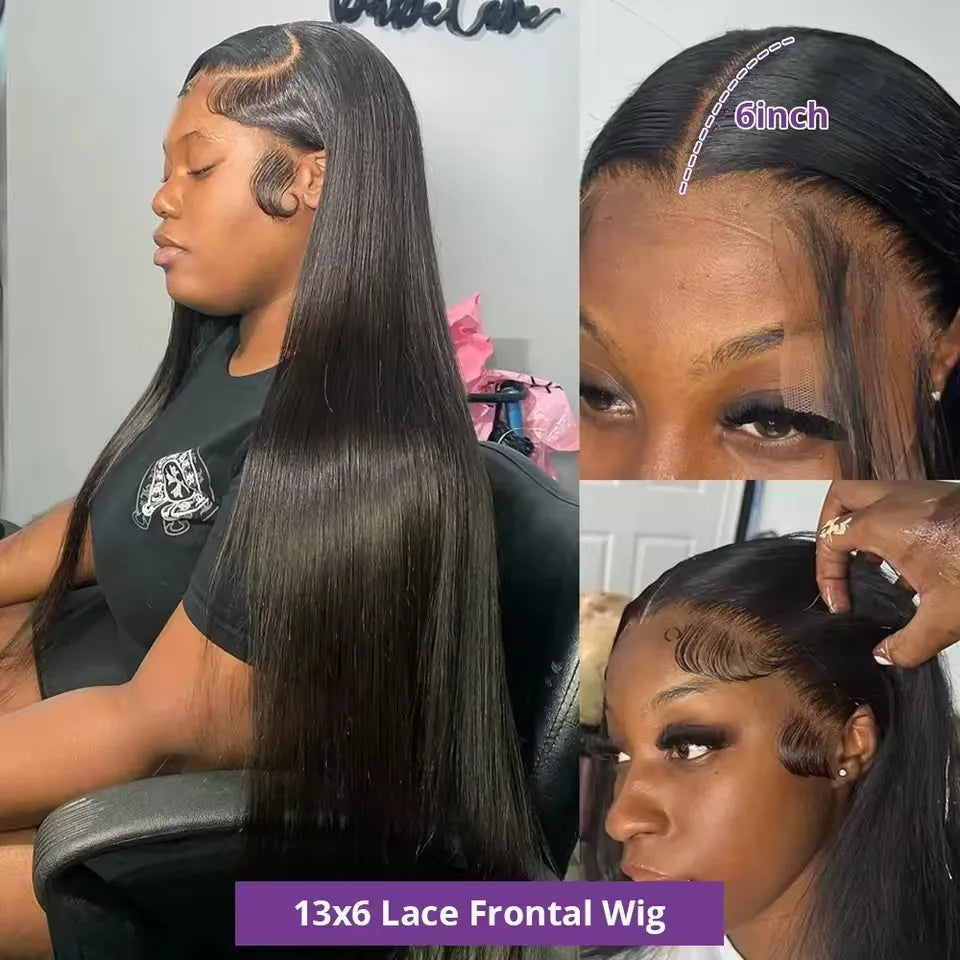 13x4 13x6 Hd Transparent Bone Straight Lace Front Wigs 30 40 Inch Brazilian Human Hair Wigs For  Women Straight Lace Frontal Wig