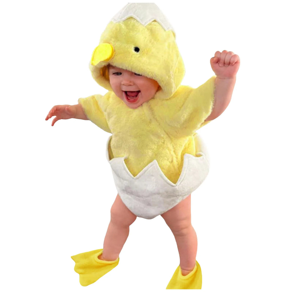 Girl Outfits Infant Boys Girls Cosplay Chicken Animal Costume Winter Fleece Hooded Romper Bodysuits Footwear Set Baby Size