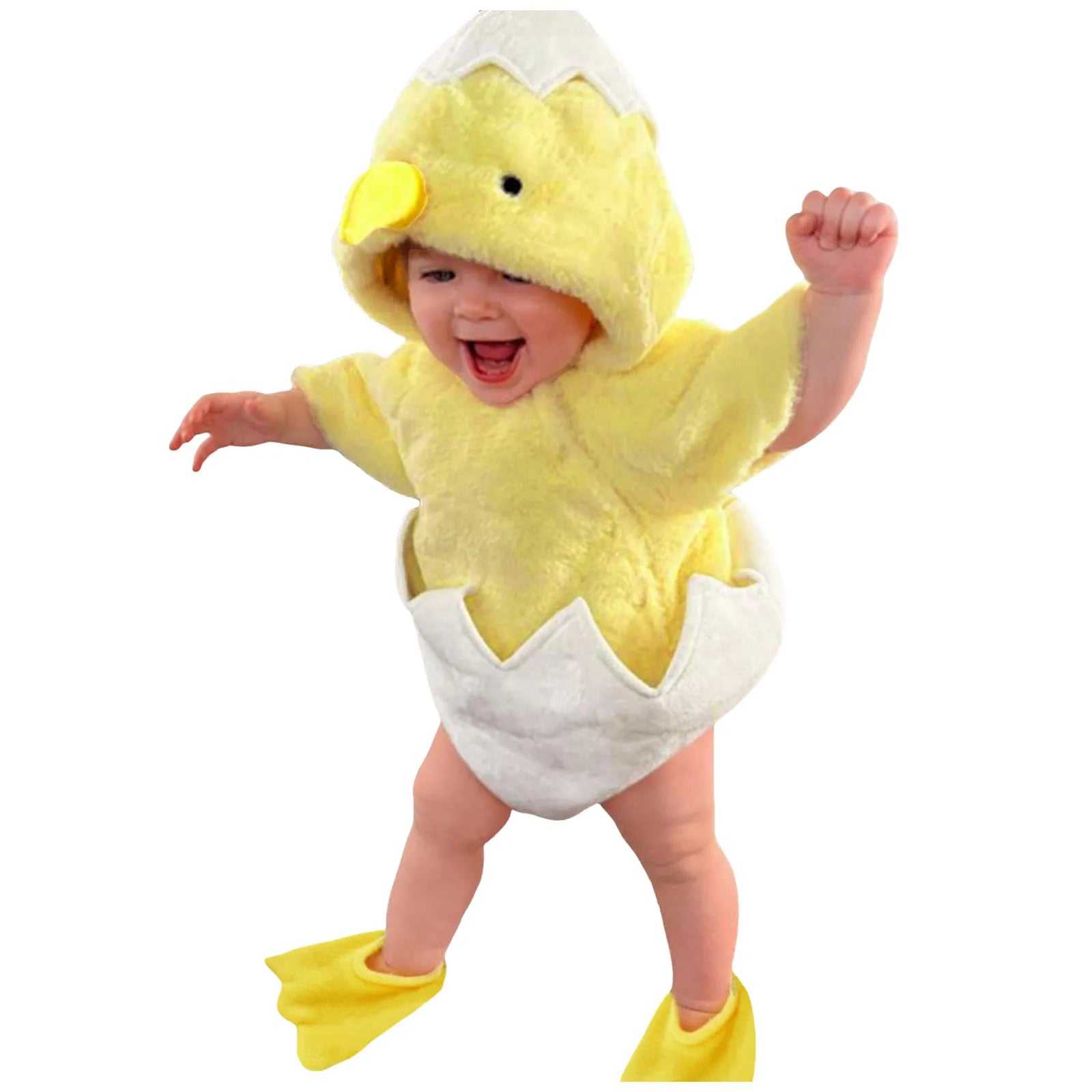 Girl Outfits Infant Boys Girls Cosplay Chicken Animal Costume Winter Fleece Hooded Romper Bodysuits Footwear Set Baby Size