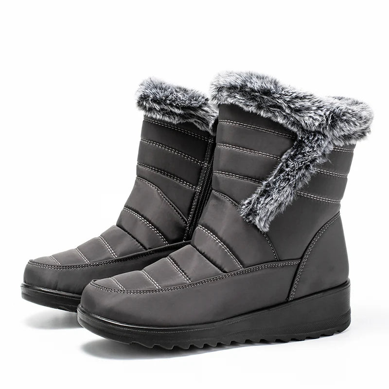 Faux Fur Waterproof Snow Boots Women 2024 Trend Non Slip Winter Ankle Boots Woman Warm Thicken Plush Couples Cotton Padded Shoes