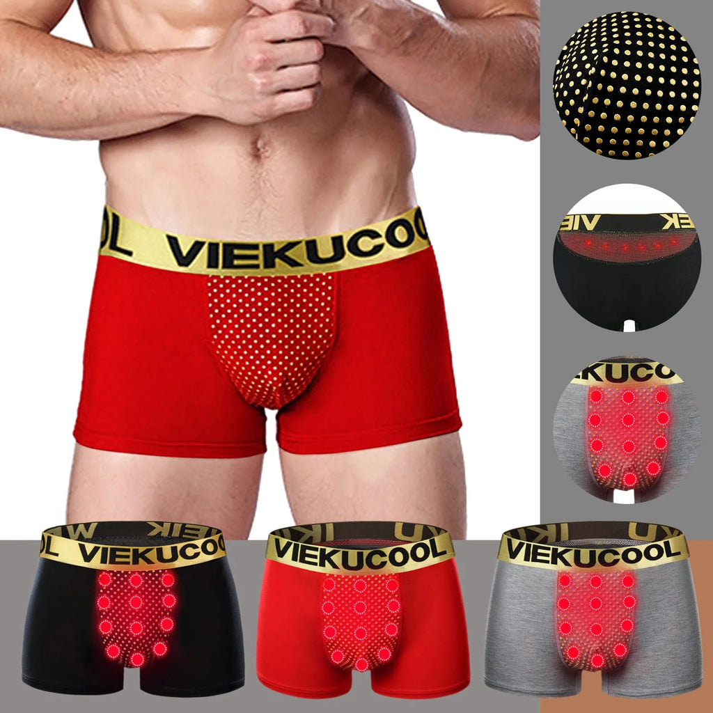 Mens Boxer Panties Strong Magnetic Tourmaline Painted U-Convex Briefs Boxer Briefs Underpants Mid Waist Short Pants Male