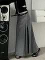 Qiukichonson Grey Midi Long Skirts Womens Trousers Skirt 2022 Autumn Winter Goth Lolita High Waist Asymmetrical Pleated Skirts
