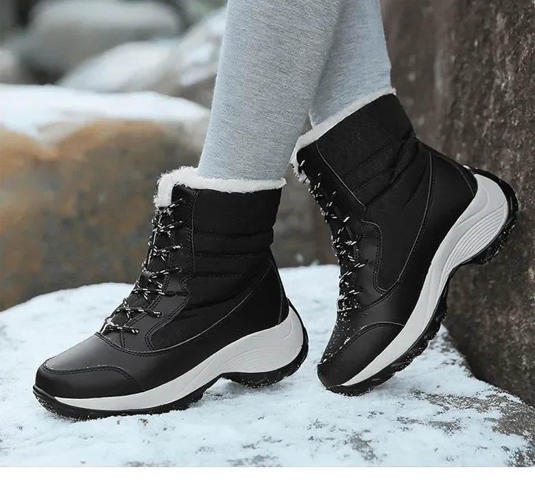 Women Boots Winter Platform Heels Snow Boots for Wamen 2023 Trend Fur Warm Ankle Boots Female Plush Winter Waterproof Shoes