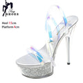 Girls Shoe for Party Club Stripper Heels Women Shoes 2024 Platforms High Heels Sandals Clear Sexy Pole Dance 15cm High Plus Size